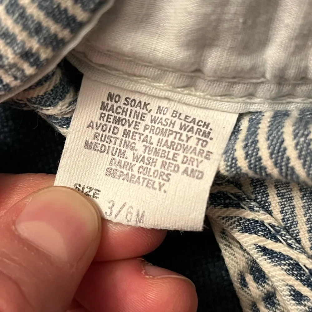 Vintage OshKosh B'gosh Kids Blue Hickory Stripe Overalls *WITH STAIN*